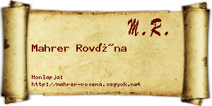 Mahrer Rovéna névjegykártya